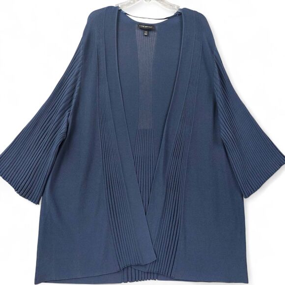 Lane Bryant Sweaters - Lane Bryant Cardigan 26/28 (4X) Blue Long Line Open Front Pleated Kimono Sleeve